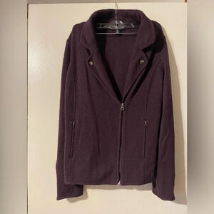Adrienne Vittadini Sweater Blazer Jacket Purple Merino Wool Blend Size Large
